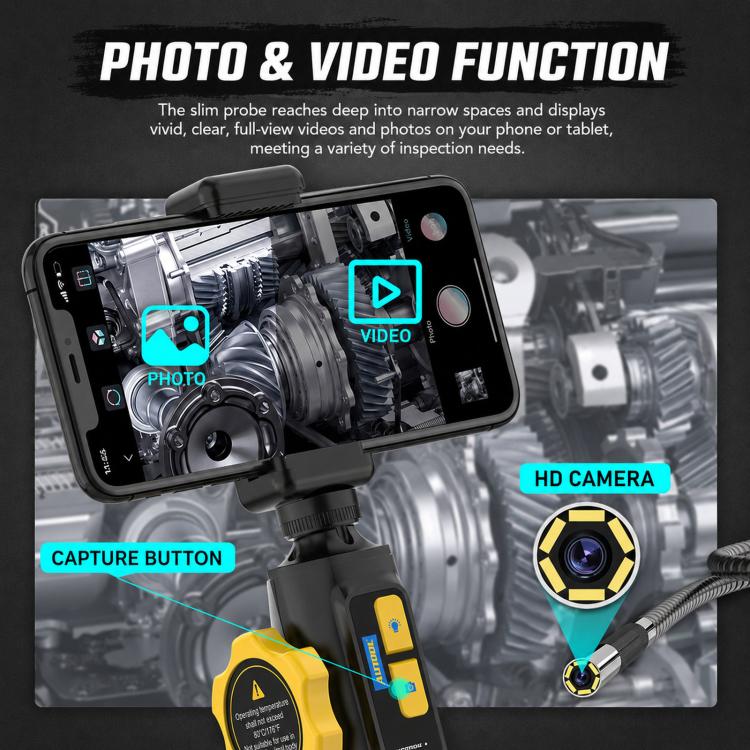 AUTOOL SVB302 Smart Steering Endoscope 1080P Waterproof Probe For Carbon Deposit Inspection Inside Cylinders, SVB302