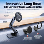 Car Phone Mount with Elongated Base Double-Jointed Holder for Curved Dashboard, Ring Magnetic Head, Solid Magnetic Head, Base with 17mm Ball No Magnetic Head