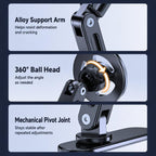 Car Phone Mount with Elongated Base Double-Jointed Holder for Curved Dashboard, Ring Magnetic Head, Solid Magnetic Head, Base with 17mm Ball No Magnetic Head