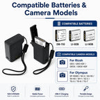 3-in-1 Battery Charger Case For Ricoh GR3 GR3X DB-110 & Olympus LI-92B