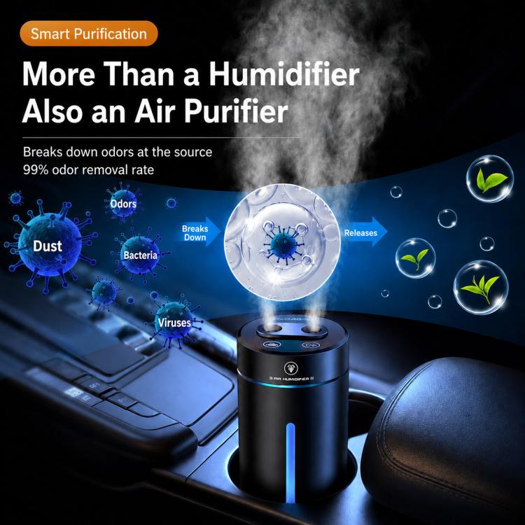 F10 Smart Dual Nozzle Humidifier Aroma Diffuser Portable Car Fragrance Sprayer With Ambient Light