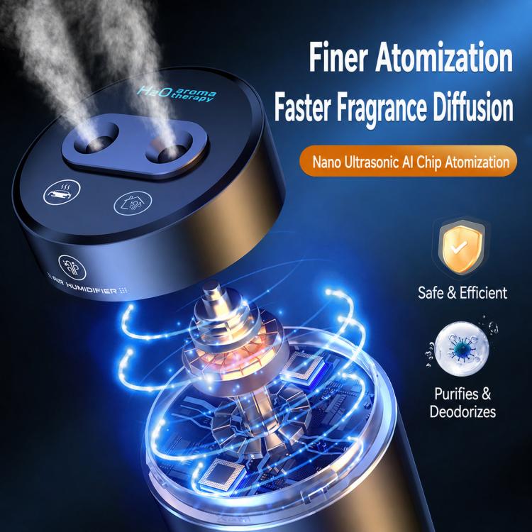 F10 Smart Dual Nozzle Humidifier Aroma Diffuser Portable Car Fragrance Sprayer With Ambient Light