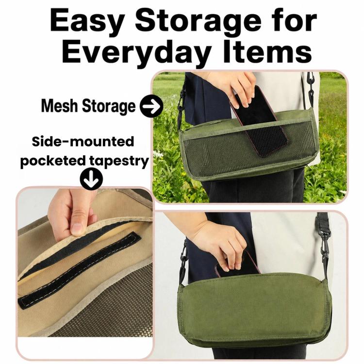 BK-011 Outdoor Foldable Crossbody Bag Stool Portable Simple Fold-Up Handbag Chair, Khaki Small, Khaki Large, Green Small, Green Large, Black Small, Black Large