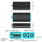 XUYUAN 12V/24V To 110V Pure Sine Wave Inverter, US Plug, 800W, 1400W, 2000W, 3000W