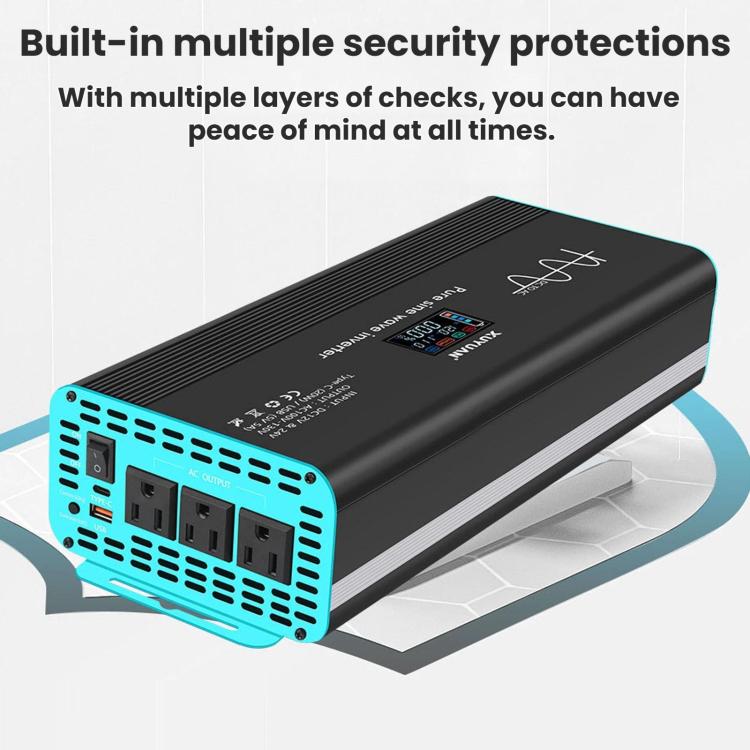 XUYUAN 12V/24V To 110V Pure Sine Wave Inverter, US Plug, 800W, 1400W, 2000W, 3000W