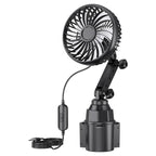 SHUNWEI 12V/24V Car Cup Holder Fan With USB Single Head, SD-2701