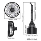SHUNWEI 12V/24V Car Cup Holder Fan With USB Single Head, SD-2701