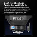 2-Piece Set High-Speed Trigger System DSLR Hot Shoe Flash Transmitter+Receiver, Godox FT433 C For Canon Version, Godox FT433 N Nikon Version, Godox FT433 S Sony Version