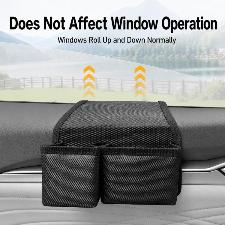 Multifunctional Car Cup Holder Foldable Window Door Side Storage Box, Oxford Fabric Black, Leather Black, Leather Grey, Leather Beige, Leather Red