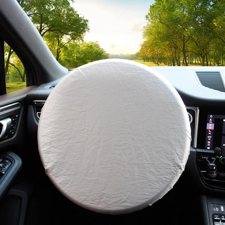 BY-1761 42cm Universal Sun Protection Heat Wheel Cover 190T Silver Coated Fabric Steering Wheel Sun Shade Cover