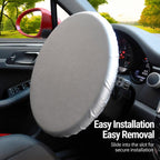 BY-1761 42cm Universal Sun Protection Heat Wheel Cover 190T Silver Coated Fabric Steering Wheel Sun Shade Cover