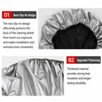 BY-1761 42cm Universal Sun Protection Heat Wheel Cover 190T Silver Coated Fabric Steering Wheel Sun Shade Cover