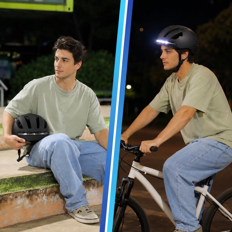 Smart Bike Helmet with Turn Signals LED Rechargeable Commuter Helmet for Electric Scooter Bicycle Skateboard