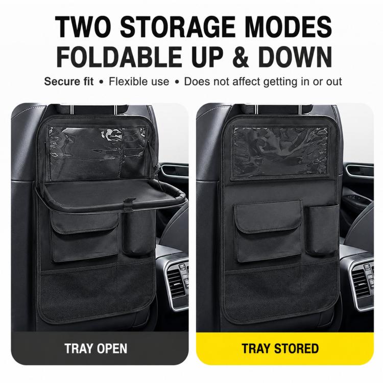 BY-1608 Oxford Cloth Car Seat Back Storage Bag Foldable Vehicle Dining Table Backseat Organizer, BY-1608