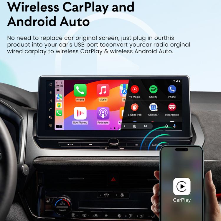 MMB WJAN-Q8W Universal Wireless CarPlay Adapter Plug-And-Play Wired To Wireless Smart Box, 8+128G Hong Kong, Macau, Taiwan+Eurasian, 8+128G 5G Hong Kong, Macau, Taiwan+Eurasian