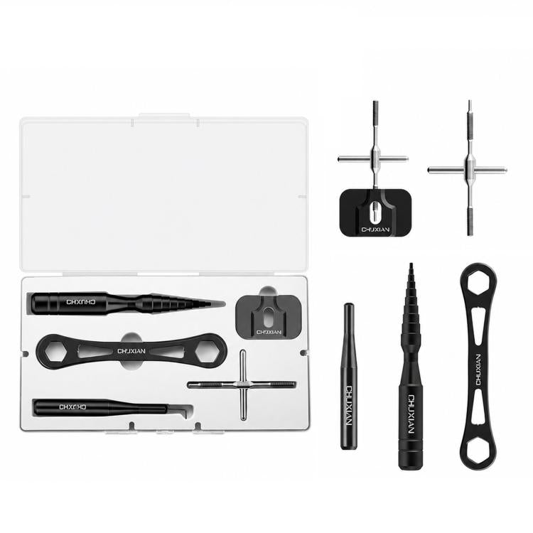 CHUIXIAN 5pcs /Box Aluminum Fishing Reel Maintenance Tool Kit Spool Bearing Pin Remover Wrench Set for Baitcasting