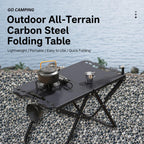 Folding Camping Table Carbon Steel Portable Outdoor Picnic Desk, With Light Stand, Single Table