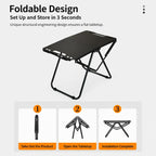 Folding Camping Table Carbon Steel Portable Outdoor Picnic Desk, With Light Stand, Single Table