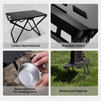 Folding Camping Table Carbon Steel Portable Outdoor Picnic Desk, With Light Stand, Single Table