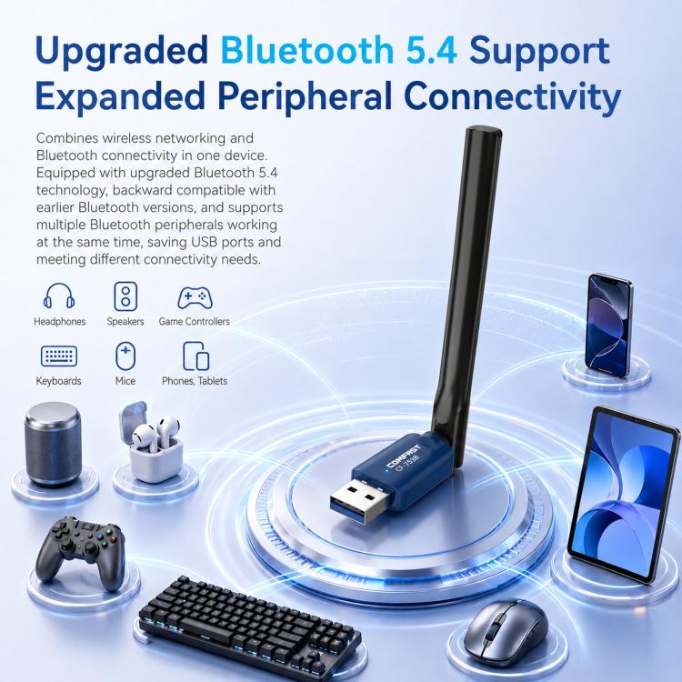 COMFAST CF-733BF WiFi 6 Bluetooth 5.4 USB Adapter AX900 Dual Band Wireless Network Card, CF-733BF