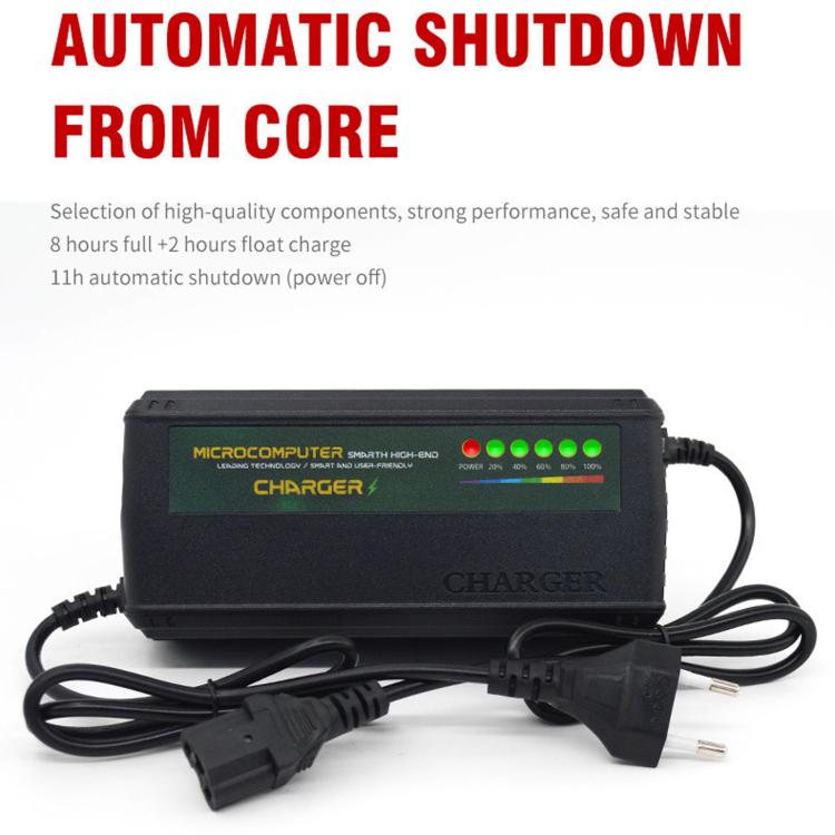 Auto Shut-Off Battery Charger For Electric Scooter & E-Bike EU Plug, 48V 40-45AH, 48V 50-52AH, 48V 58AH, 60V 12-14AH, 60V 20AH, 60V 30-35AH, 60V 40-45AH, 60V 50-52AH, 60V 58AH, 72V 12AH, 72V 20AH, 72V 30-35AH, 72V 40-45AH, 72V 50-52AH, 84V 20AH, 96V 20AH