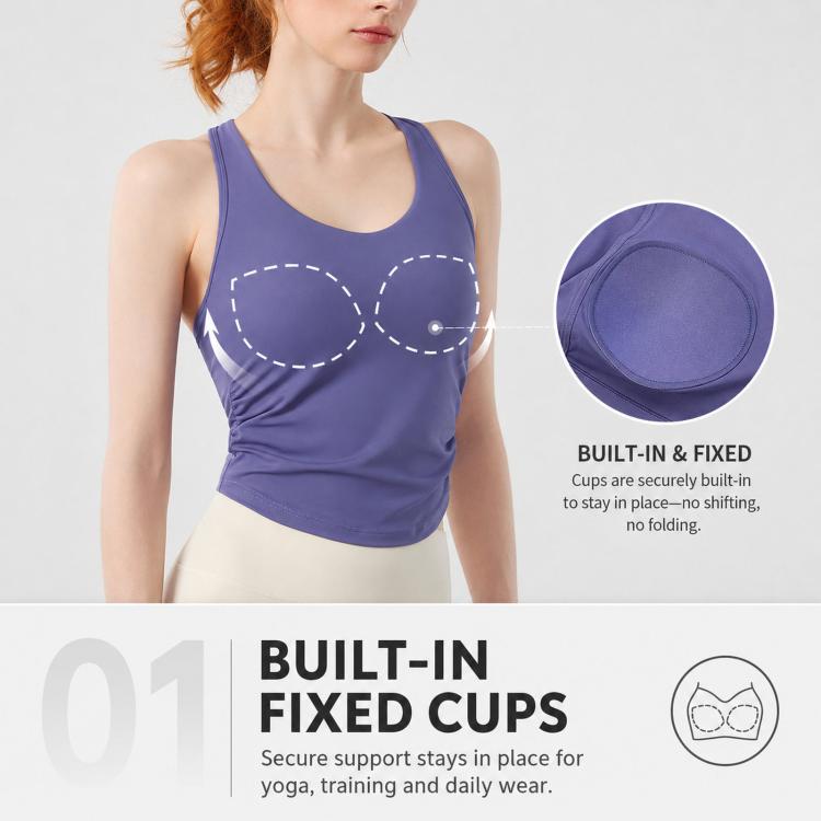 Halter Back Beauty Sports Bra Integrated Fixed Cup Yoga Tank Top, S, M, L, XL