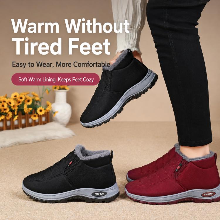 Unisex Slip On Winter Snow Boots Warm Fleece Lined Wide Toe Box Walking Shoes, 35, 36, 37, 38, 39, 40, 41, 42, 43