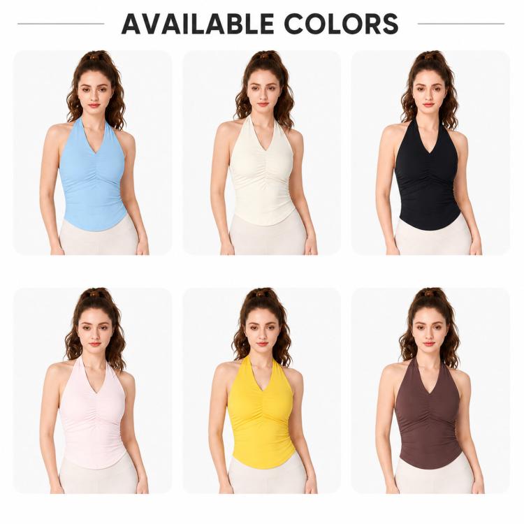 Halter Backless Fixed Cup Yoga Top Women Outer Wear Tight Sports Vest, S, M, L, XL