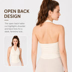 Halter Backless Fixed Cup Yoga Top Women Outer Wear Tight Sports Vest, S, M, L, XL