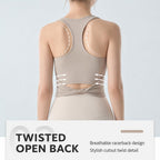 Women Integrated Square Neck Sports Tank Top Wide Strap Shock Absorbing Yoga Wear For Running, S, M, L, XL