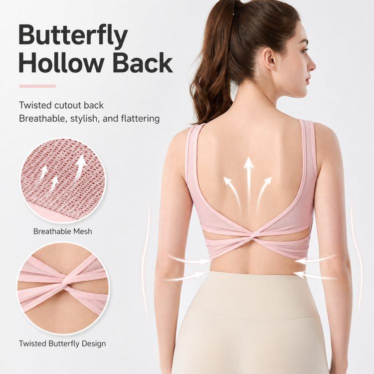 Women Sexy Backless Cami Yoga Top Summer Outer Wear Sports Vest With Padded Cups, S, M, L, XL