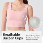 Women Sexy Backless Cami Yoga Top Summer Outer Wear Sports Vest With Padded Cups, S, M, L, XL