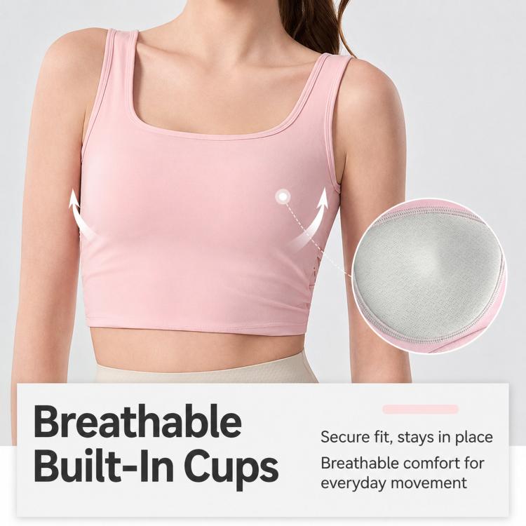 Women Sexy Backless Cami Yoga Top Summer Outer Wear Sports Vest With Padded Cups, S, M, L, XL