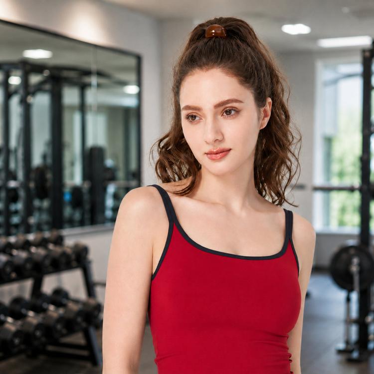 Women Fixed Cup Double Strap Cami Tank Top Shockproof Comfortable Sports Yoga Wear, S, M, L, XL