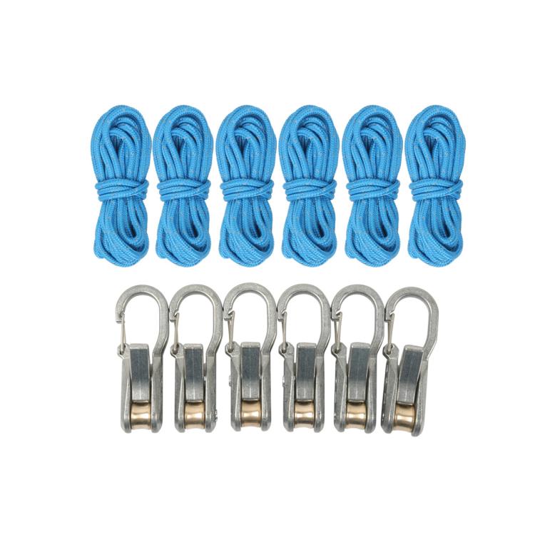 Retractable Paracord Tensioner Kit With Locking Carabiner Clips With 3m Nylon Cord For RV Camping, Tent, 2 Ropes & 6 Hooks, 6 Ropes & 6 Hooks