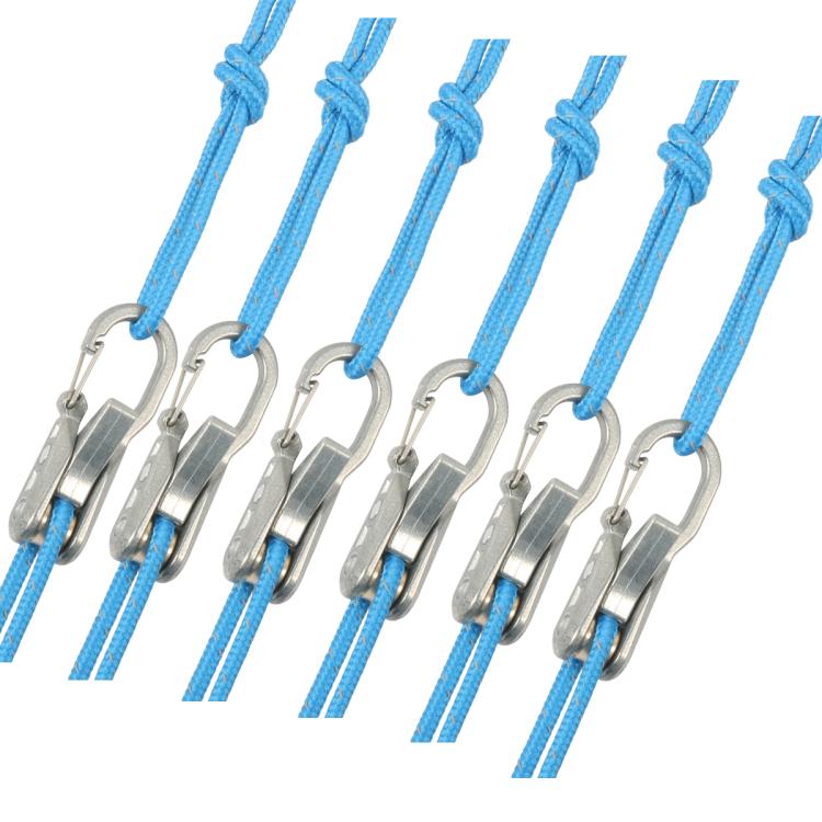 Retractable Paracord Tensioner Kit With Locking Carabiner Clips With 3m Nylon Cord For RV Camping, Tent, 2 Ropes & 6 Hooks, 6 Ropes & 6 Hooks
