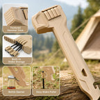 Multifunctional Camping Hammer Set with 8 Steel Tent Pegs Portable Tent Stake Mallet with Built-in Storage Compartment