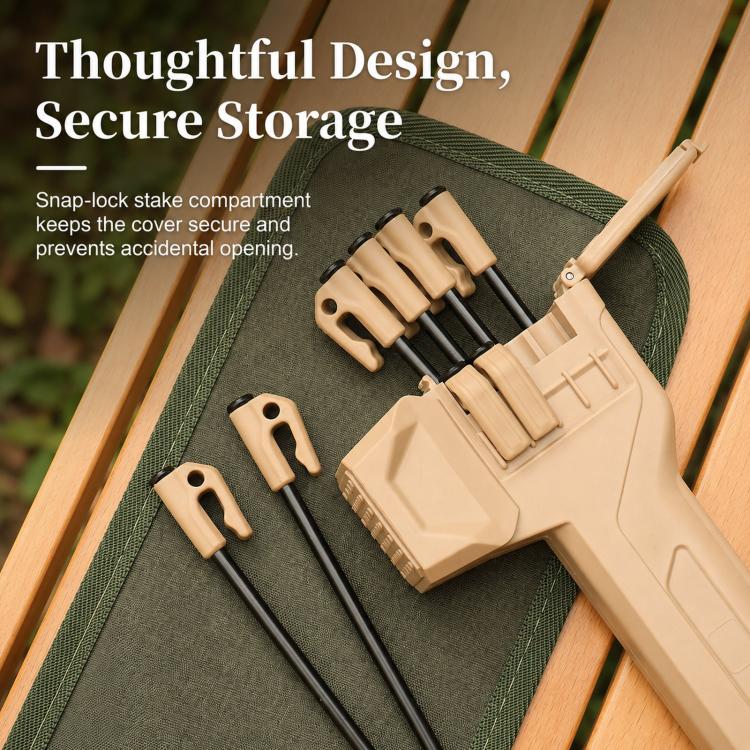 Multifunctional Camping Hammer Set with 8 Steel Tent Pegs Portable Tent Stake Mallet with Built-in Storage Compartment