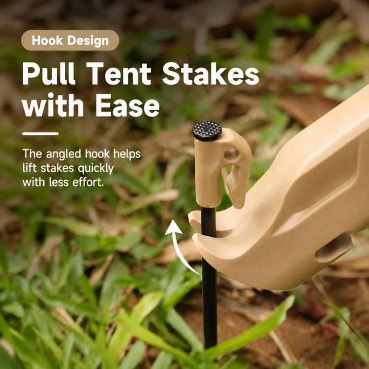 Multifunctional Camping Hammer Set with 8 Steel Tent Pegs Portable Tent Stake Mallet with Built-in Storage Compartment