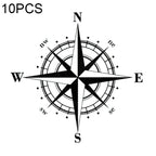10pcs  Art Design Vinyl NSWE Compass Car Stickers Decals Black/Silver, 10 PCS White + Black, 10 PCS Black + White
