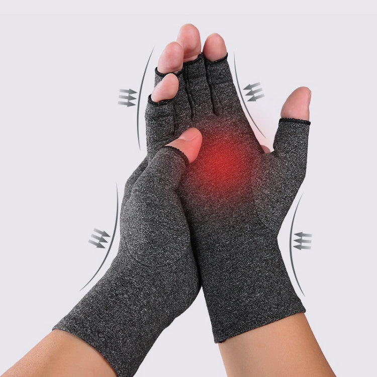 A Pair Sports Breathable Health Care Half Finger Gloves Rehabilitation Training Arthritis Pressure Gloves, Gray S, Black Fiber S, Hemp Gray Dispensing S, Gray M, Black Fiber M, Hemp Gray Dispensing M, Gray L, Black Fiber L, Hemp Gray Dispensing L