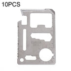 100 PCS 11 in 1 Outdoor Portable Multi-function Stainless Steel Hollow Tool Card Cutter with Leather Case, Size: 6.9 x 4.5cm, 10 PCS