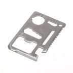 100 PCS 11 in 1 Outdoor Portable Multi-function Stainless Steel Hollow Tool Card Cutter with Leather Case, Size: 6.9 x 4.5cm, 10 PCS