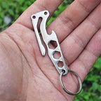Multi-function Bottle Opener Keychain Outdoor Pocket Tool Pry Bar Hex Key Wrench, Pry Bar Hex Key Wrench Shape