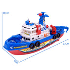 Electric Fishing Fire Boat Baby Shower Toy with Water Spray & Light & Sound Function, Electric Fishing Fire Boat