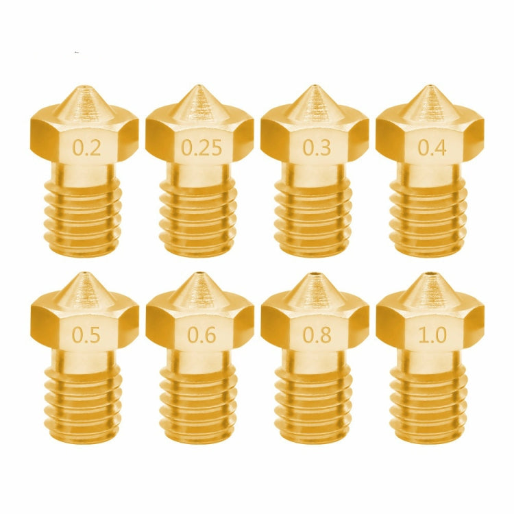 8 PCS Bugatti 3D Printer Accessories E3D-V5 V6 Nozzle M6 Thread Consumables Hot Nozzle, 1.75/0.2mm, 1.75/0.25mm, 1.75/0.3mm, 1.75/0.35mm, 1.75/0.4mm, 1.75/0.5mm, 1.75/0.6mm, 1.75/0.8mm, 1.75/1.0mm, 3/0.2mm, 3/0.3mm, 3/0.4mm, 3/0.5mm, 3/0.6mm, 3/0.8mm  ...