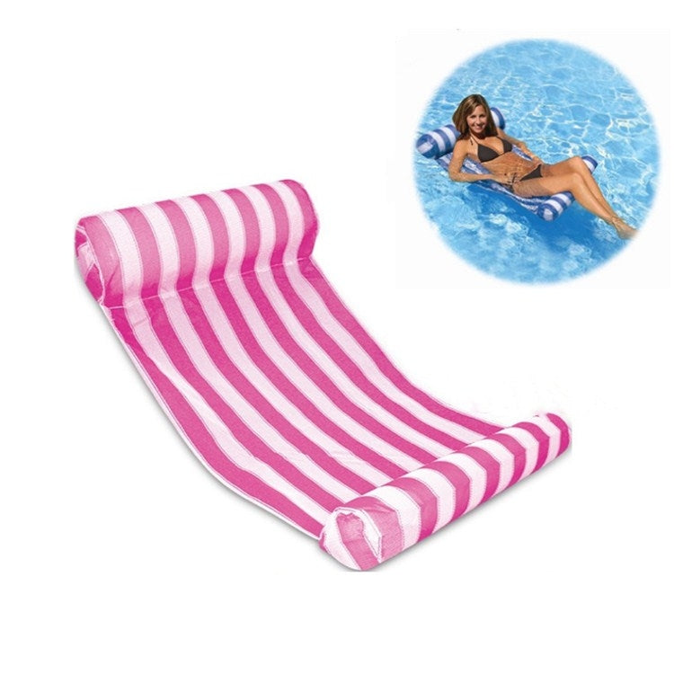 Leisure Water Floating Bed Hammock Inflatable Floating Row Entertainment Lounge Chair, Lounge Chair (Dark Blue), Lounge Chair (Pink And White Stripes), Lounge Chair (Green And White Stripes)