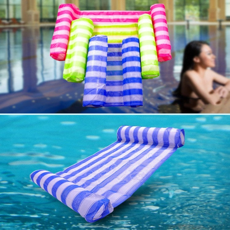 Leisure Water Floating Bed Hammock Inflatable Floating Row Entertainment Lounge Chair, Lounge Chair (Dark Blue), Lounge Chair (Pink And White Stripes), Lounge Chair (Green And White Stripes)
