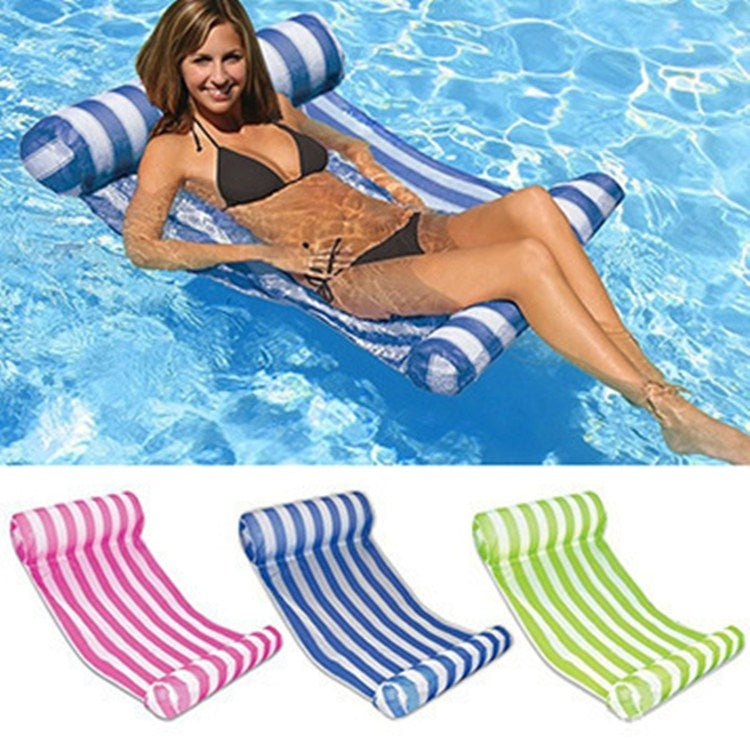 Leisure Water Floating Bed Hammock Inflatable Floating Row Entertainment Lounge Chair, Lounge Chair (Dark Blue), Lounge Chair (Pink And White Stripes), Lounge Chair (Green And White Stripes)