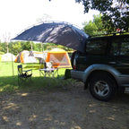 Laputa Outdoor Self-driving Barbecue Camping Vehicle Tail Car Side Tent, Blue Gray, Silver Coated